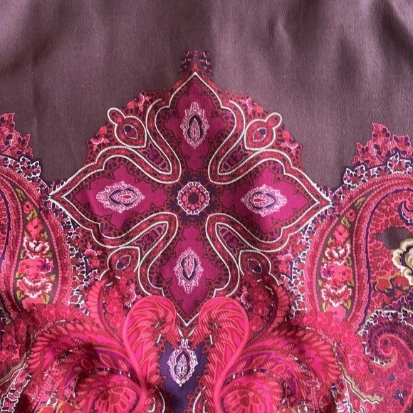 Isaac Mizrahi Live! Tunic Top Women’s 2X Paisley & Plaid Print Plum Silky Boho - Picture 9 of 16